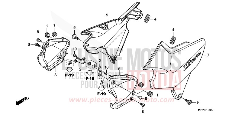 SEITENABDECKUNG von CB1300 Super Bold'or ABS GRAPHITE BLACK (NHB01EB) von 2010